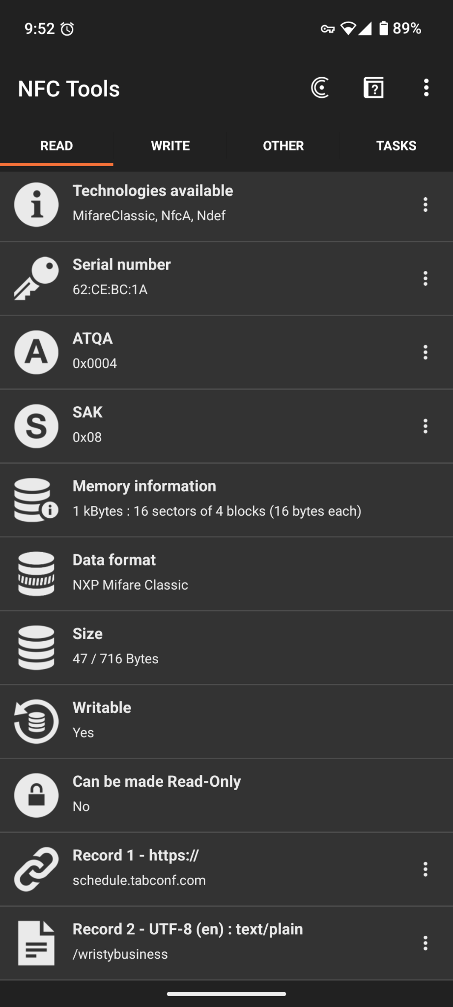 Wristband with NFC chip